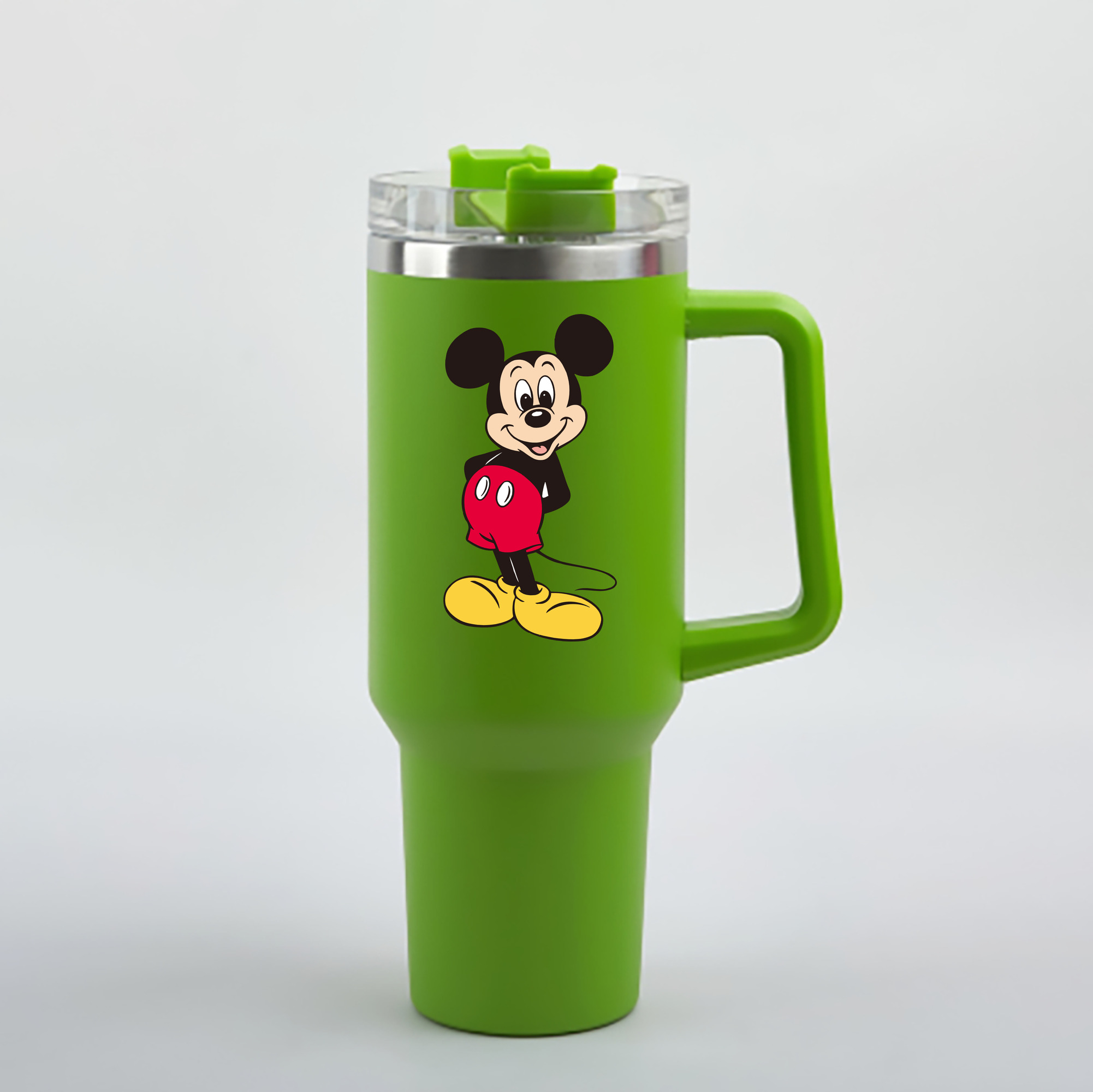 （画像用） ミッキーマウス Mickey Mouse 1200mL車用タンブラー - クリスタルステッカー（プラスチックストロー付き）